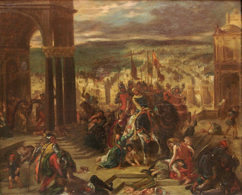 Capture of Constantinople by the Crusaders. Alternative titles: Capture of Constantinople by the Crusaders (April 12, 1204), also known as Entry of the Crusaders into Constantinople, Eugène Delacroix, 1852