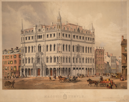 1865 The new Masonic Temple, Boston, by J. H. Buffords' Lith., M. G. Wheelock, Desr., from the Digital Commonwealth - commonwealth 7s75dj16h