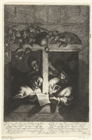 Oude zanger in een open raam, RP-P-BI-640, Jonas Suyderhoef, between 1666 and 1677