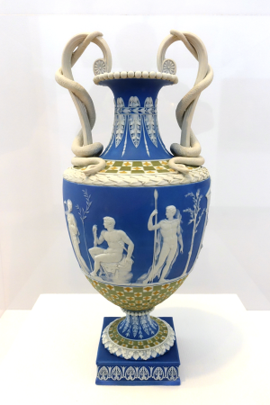 Hercules in the Garden of the Hesperides, view 1, designed by John Flaxman, Wedgwood, c. 1785, jasperware - Krannert Art Museum, UIUC - DSC06238