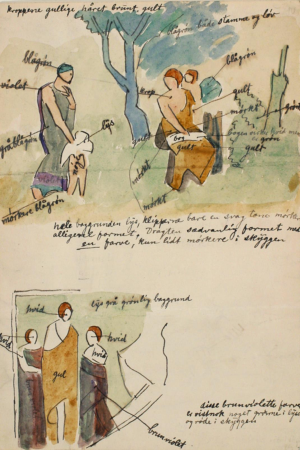 Copy after early Christian mosaics, as well as color notes, Niels Larsen Stevns