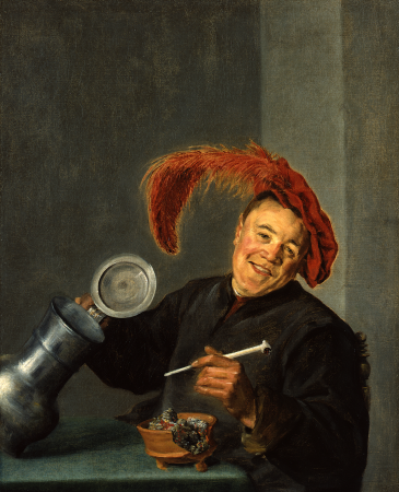 Merry man holding a pewter jug and a pipe, Judith Leyster, between 1620 and 1640