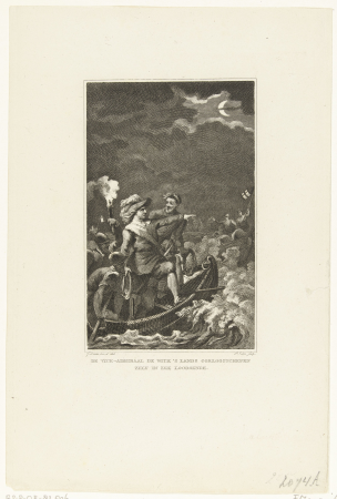 Witte de With loodst de vloot in zee, 1653 De vice-admiraal De With 's lands oorlogsschepen zelf in zee loodsende (titel op object), RP-P-OB-81.806, between 1823 and 1829