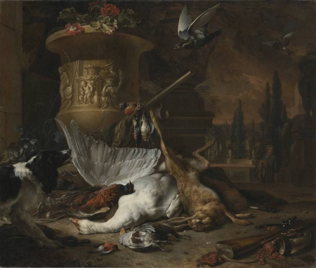 Hunting still life with goose, Jan Weenix, 1686