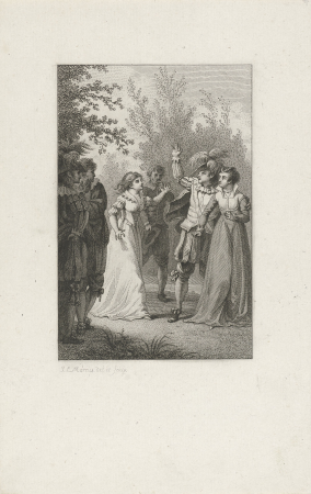 Paar en toesnellende vrouw, RP-P-1911-3100, Jacob Ernst Marcus, 1803