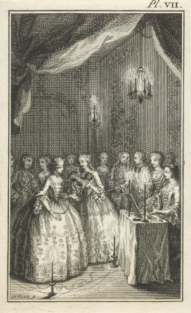 Gezelschap met hond in een vertrek, RP-P-OB-50.872, Simon Fokke, between 1722 and 1784