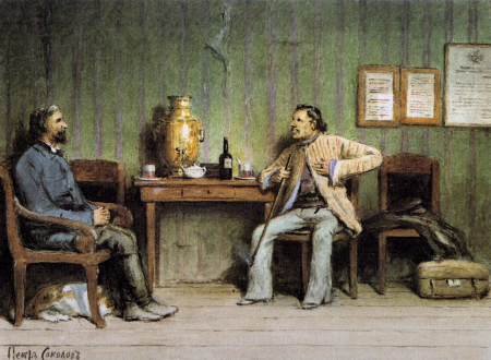 Illustration for the short story Piotr Petrovich Karataev by Ivan Turgenev (from the collection A Sportsman's Sketches), Pyotr Petrovich Sokolov, 1890s