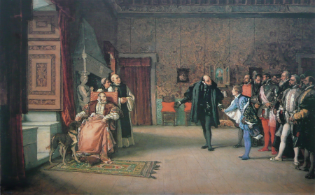 Juan de Austria's presentation to Emperor Carlos V in Yuste., Eduardo Rosales, 1868 or 1869
