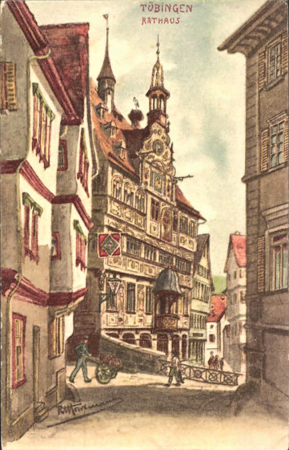 RJ Hartmann - Blick auf das Rathaus (AK E Mauthe vor 1905), Reinhold Julius Hartmann, circa 1902; by 1905