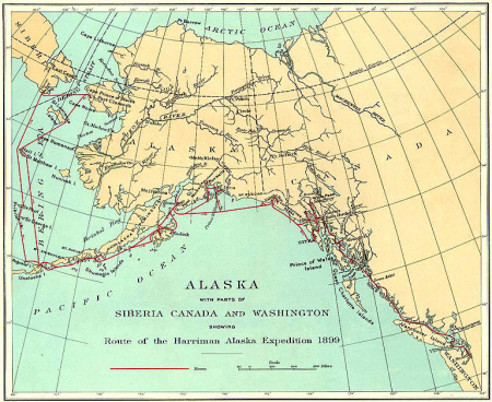 Map showing the route of the Harriman Expedition in 1899., 1899