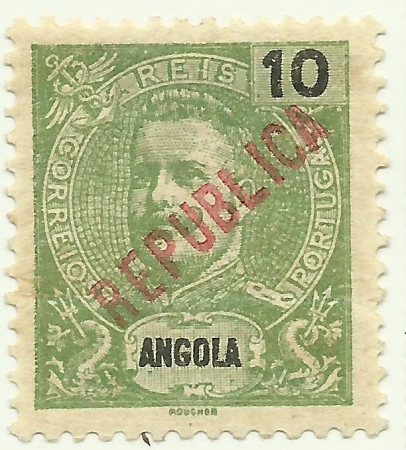 Stamp of Angola - 1914 - Colnect 426532 - King Carlos I - local overprint - REPUBLICA, Carlos I of Portugal