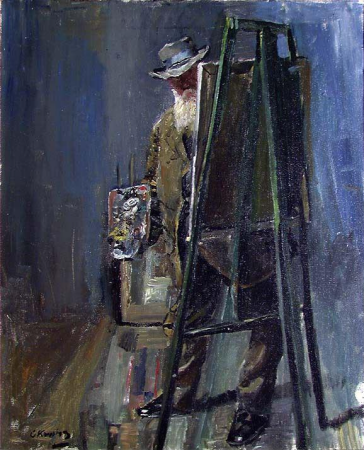 Self-Portrait by the Easel, Christian Krohg, 1912