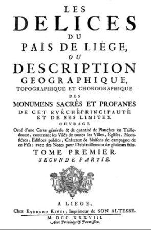Frontispice des Délices du pays de Liège, Remacle Le Loup, 1738
