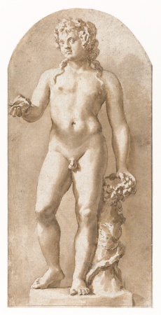 Jonge Bacchus staand, RP-T-1948-595, Jan de Bisschop, between 1648 and 1671