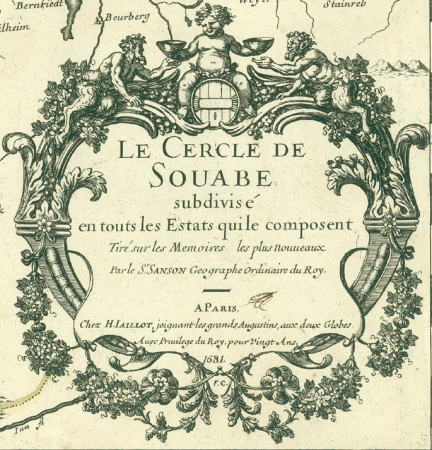 Cartouche in a Swabia map by Jaillot and Sanson