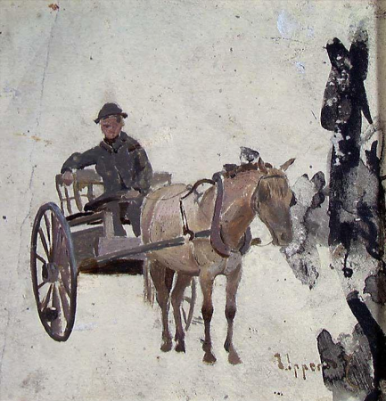Man with Horse and Cart, Frederik Collett, 1871