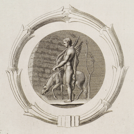 The Tail-Piece is an Isthmian crown, in the center of which is a medallion of Bellerophon watering Pegasus copied from a - Stuart James & Revett Nicholas - 1794