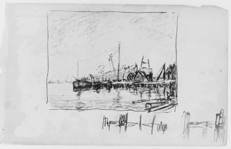 View of Docks (Long Island Sound?) (from Sketchbook), Henry Ward Ranger