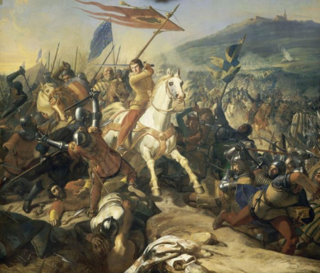 Battle of Mons-en-Puelle, won by Philip IV the Fair, August 18, 1304 against the Flemish army, Charles-Philippe Larivière, between 1839 and 1840
