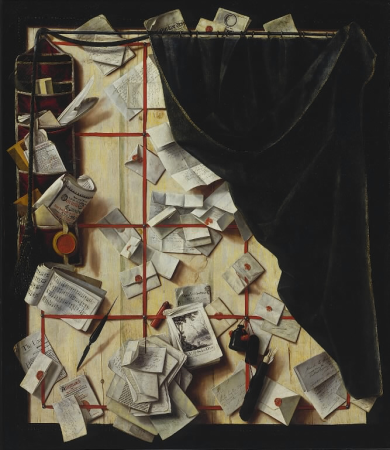 Trompe l'oeil. Board Partition with Letter Rack and Music Book, Cornelis Norbertus Gijsbrechts, 1668