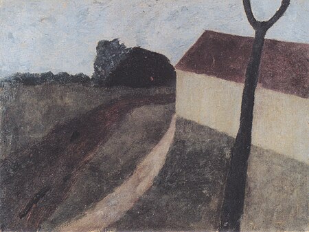 Twilight landscape with house and fork of a branch, Paula Modersohn-Becker, circa 1900