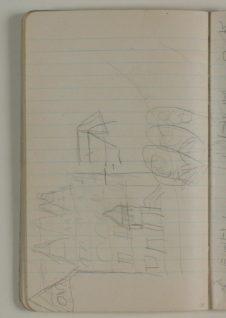 Sketch of Niels Bang's farmhouse in Aalborg., Niels Larsen Stevns