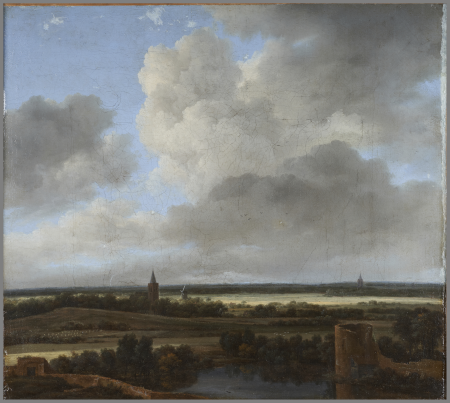 Paysage avec un château en ruines et une église, PDUT927, between 1648 and 1682