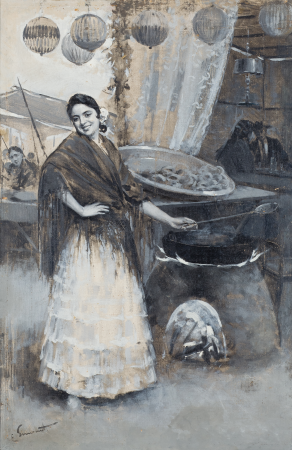 Gypsy frying fritters at the fair, Enrique Simonet