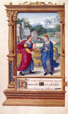 The Visitation - Book of Hours (16th C), f.32v - BL Add MS 35318