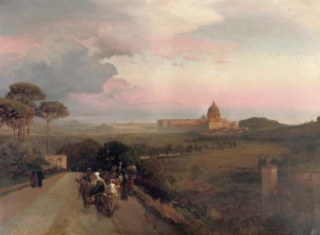 Pilgrims on the Via Cassia, Rome, Oswald Achenbach, 1883