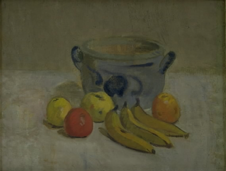 Still Life with Grey Jar, Apples and Bananas, Karl Isakson, between 1908 and 1909