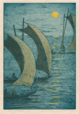 'Mt. Lavinia, Ceylon' by Charles W. Bartlett, 1923-26, etching with hand coloring, Charles William Bartlett, between 1923 and 1926