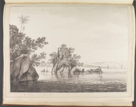 A View of an Insulated Rock, in the River Ganges at Jangerah, William Hodges, circa 1781
