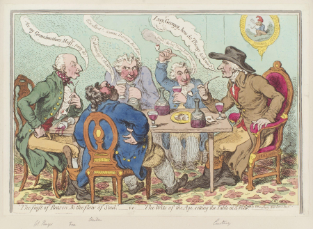 The feast of reason, and the flow of soul,' - ie - the wits of the age, setting the table in a roar, James Gillray, published 1797