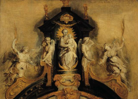 Design for the crowning of the main altar of the Jesuit church in Antwerp., Peter Paul Rubens, 1617