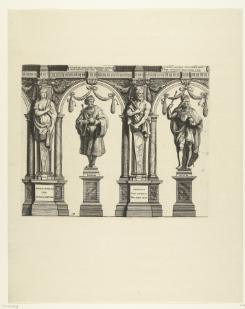Keizers Frederik III en Maximiliaan I intocht van Ferdinand te Antwerpen in 1635 (nr. 19), RP-P-OB-70.259, Theodoor van Thulden, between 1639 and 1641