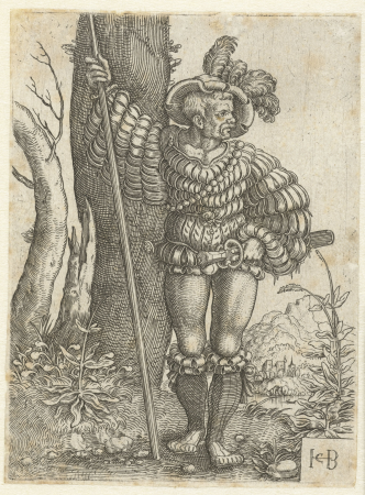 Staande hellebaardier bij boom, RP-P-OB-10.959, Jacob Binck, between 1510 and 1569