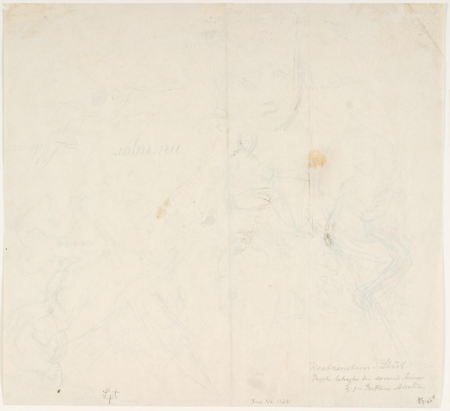 Various drafts; figure sketches, ornaments and detached names written in beautiful script, Christian Gottlieb Kratzenstein-Stub, 1815