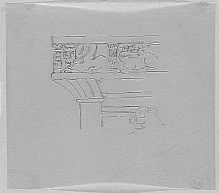 Study of a lintel decorated with monsters, for Les Chimères, Gustave Moreau, between 1850 and 1895