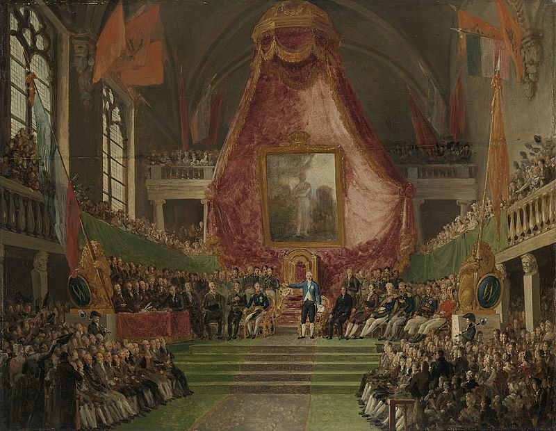 The Solemn Inauguration of University of Ghent by the Prince of Orange in the Throne Room of the Town Hall on 9 October 1817, Mattheus Ignatius van Bree, between 1817 and 1830
