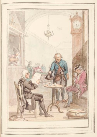Coffee House, Rome, leaf from 'A Collection of Dresses by David Allan Mostly from Nature', 1776