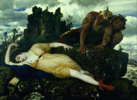 Sleeping Diana, contemplated by two fauns, Arnold Böcklin, between 1877 and 1885