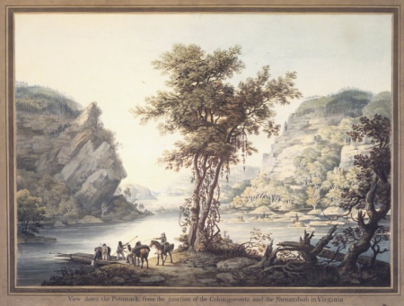 View down the Potomack, from the Junction of the Cohongoronta and the Shenandoah in Virginia, Joseph Halfpenny, between 1795 and 1796