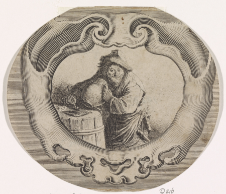 Boer met kruik en pijp Scènes uit het boerenleven (serietitel), RP-P-1998-744, Pieter Nolpe, between 1623 and 1653