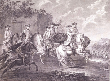 Johann christian brand joseph ii. mit sieben seiner generaele zu pferd radierung 1779, Johann Christian Brand