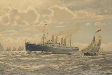 The SS Kaiser Wilhelm der Grosse passing the Needles by Kunst Anstalt Wilhem Jontzen, Bremen; circa 1910, Karl Paul Themistokles von Eckenbrecher