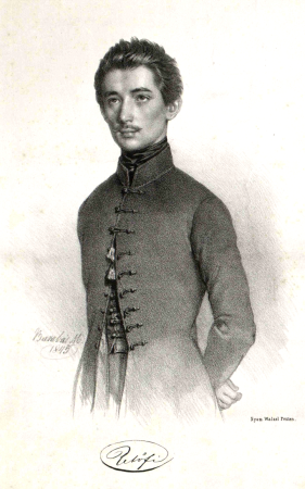 Portrait of Sándor Petőfi, Miklós Barabás, 1845