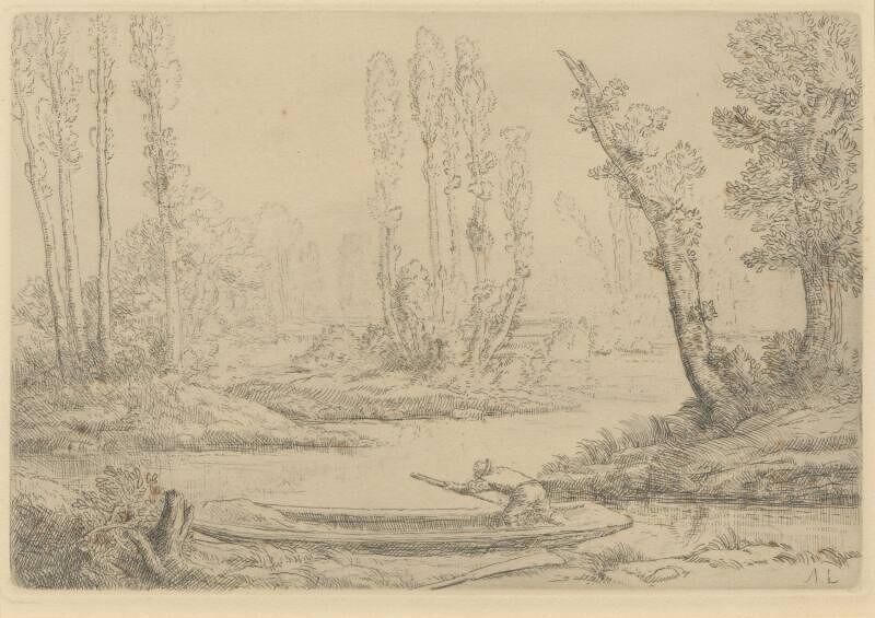 River Scene With Trees, Alphonse Legros
