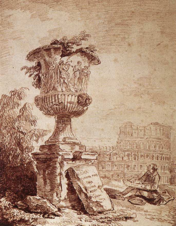 The Draughtsman of the Borghese Vase, Hubert Robert, circa 1775