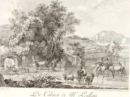 Southern landscape with shepherds and cattle by a river, Carl Wilhelm Weisbrod, 1781